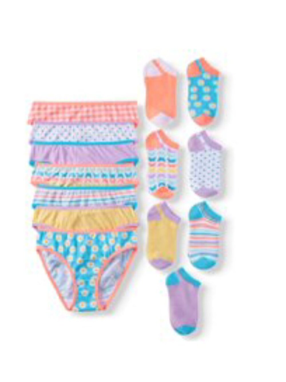 Bikini panties 7 size 4 & 7 no show socks shoe size 6-10.5 wonder nation